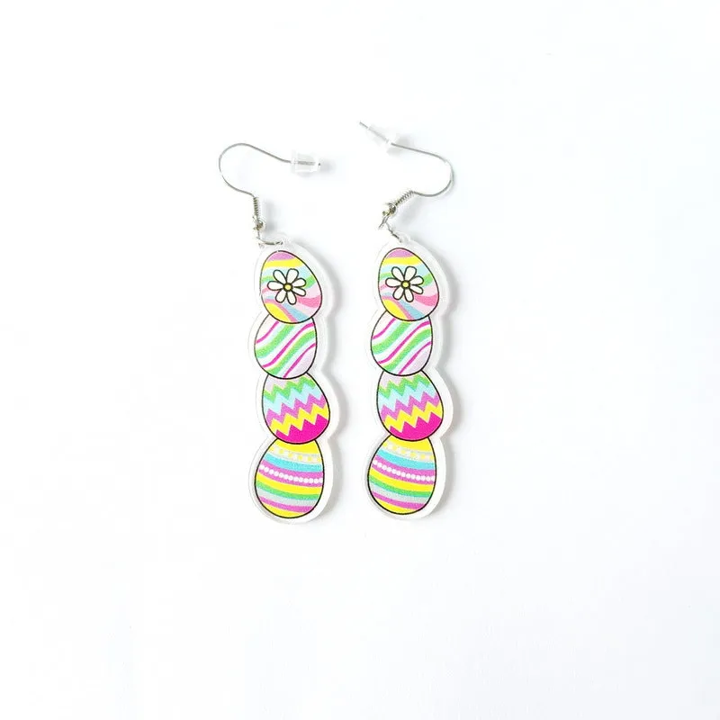 Wholesale Easter Cartoon Cute Bunny Easter Egg Carrot Acrylic Earrings