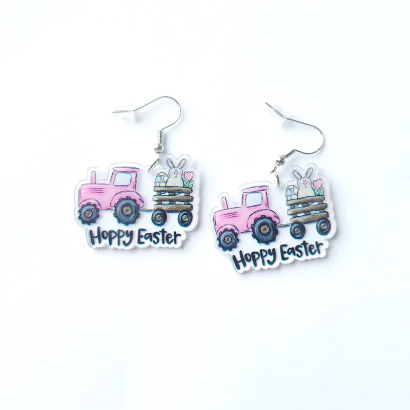 Wholesale Easter Cartoon Cute Bunny Easter Egg Carrot Acrylic Earrings
