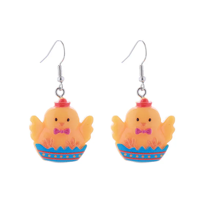 Wholesale Easter Cartoon Rabbits, Carrots, Easter Eggs, Chicks, Plastic Earrings