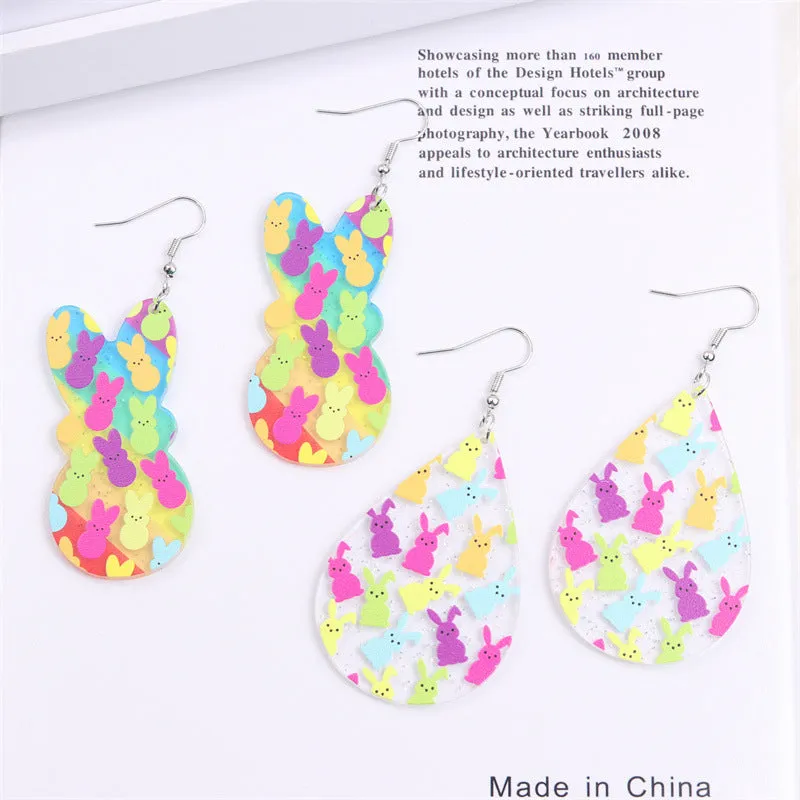 Wholesale Easter Colored Rabbit Acrylic Earrings