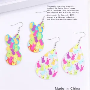 Wholesale Easter Colored Rabbit Acrylic Earrings