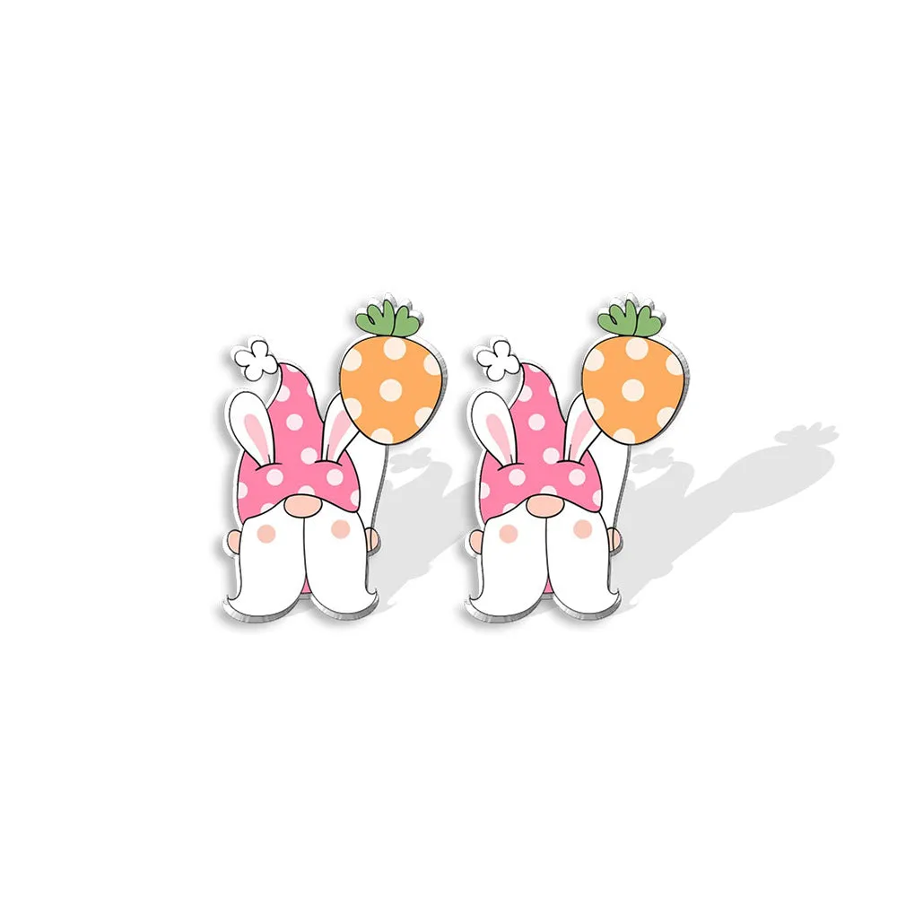 Wholesale Easter Dwarf Rabbit Carrots Plastic Earrings