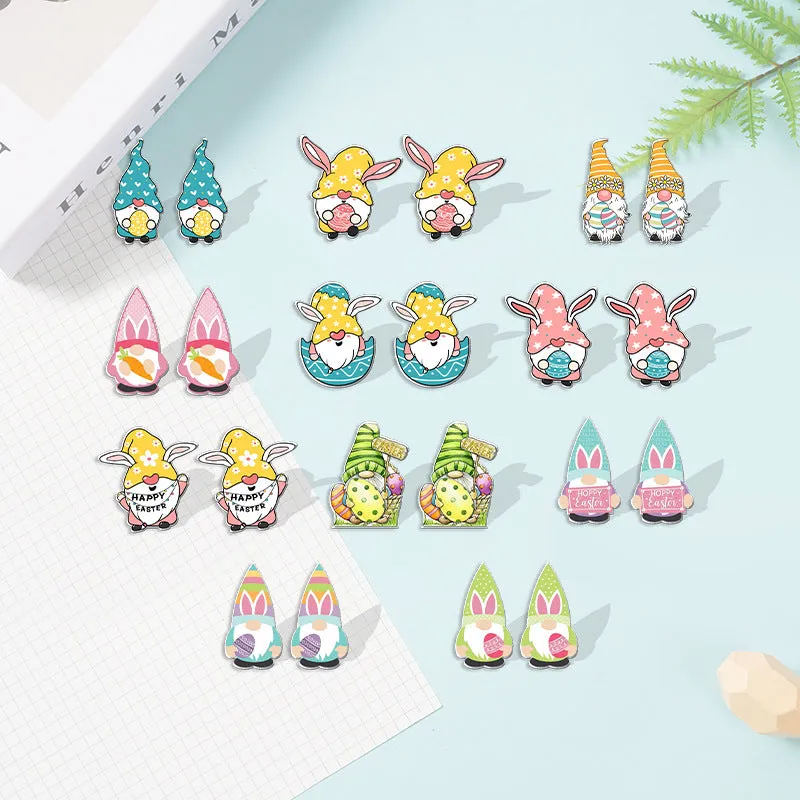 Wholesale Easter Dwarf Rabbit Carrots Plastic Earrings