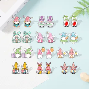Wholesale Easter Dwarf Rabbit Carrots Plastic Earrings