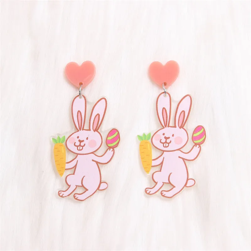 Wholesale Easter Egg Bunny Acrylic Print Earrings