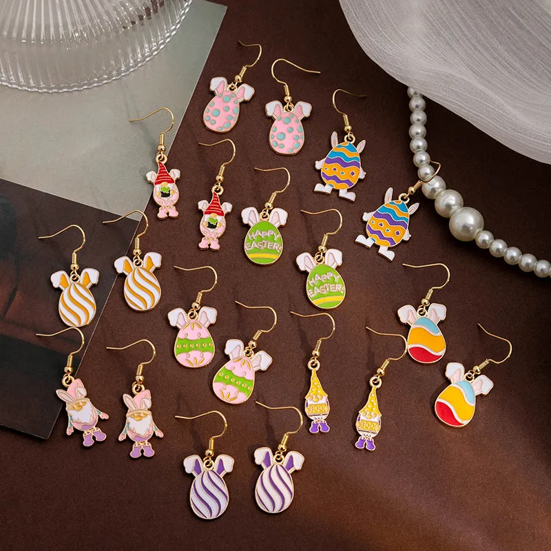 Wholesale Easter Egg Cartoon Titanium Steel Earrings