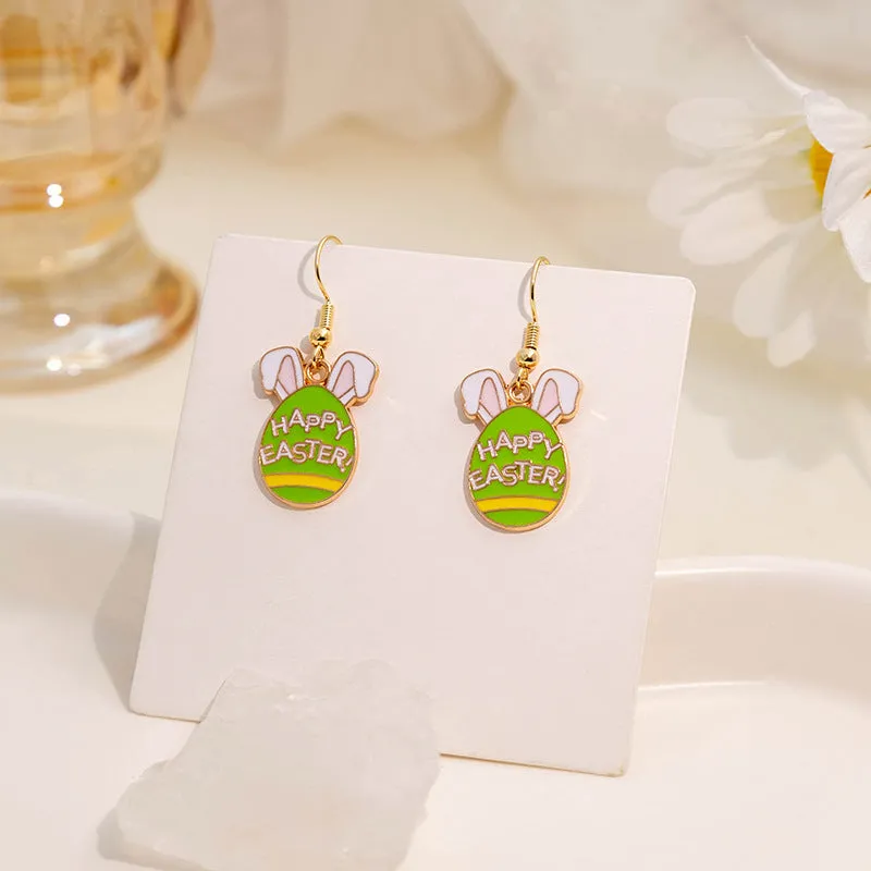 Wholesale Easter Egg Cartoon Titanium Steel Earrings