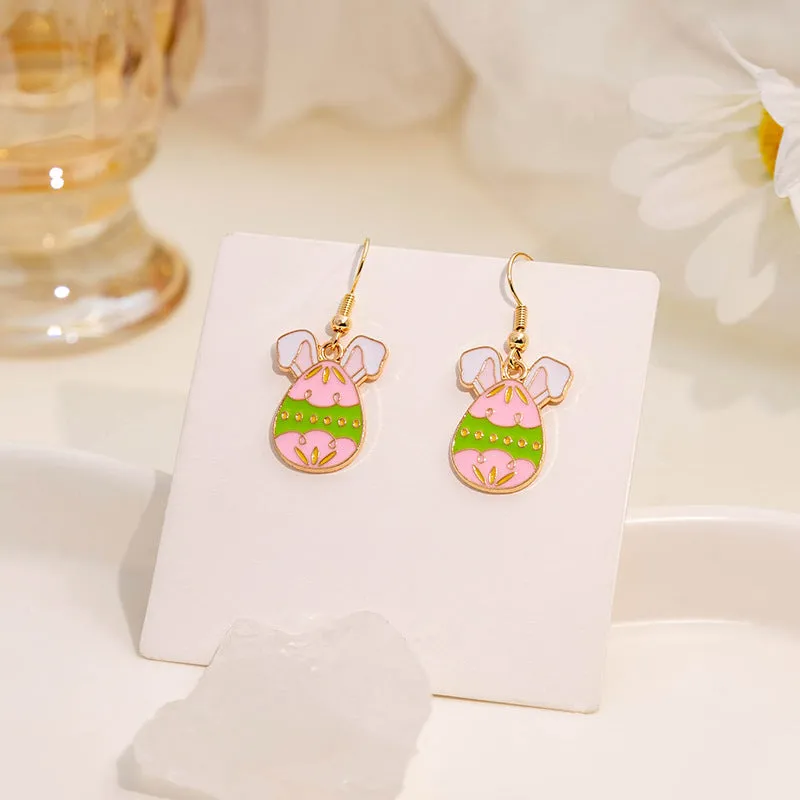 Wholesale Easter Egg Cartoon Titanium Steel Earrings