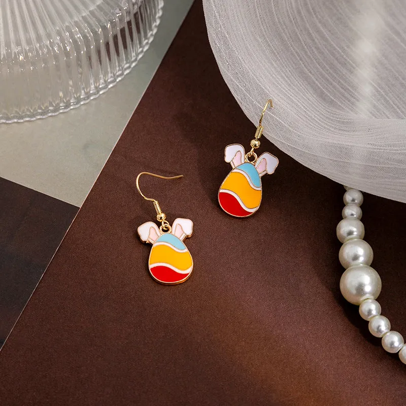 Wholesale Easter Egg Cartoon Titanium Steel Earrings