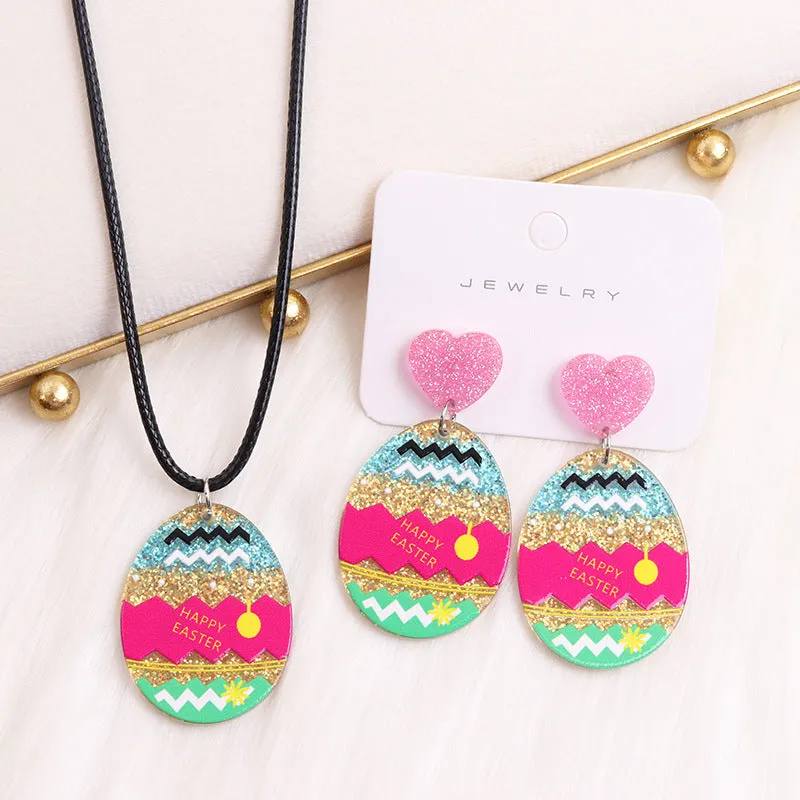 Wholesale Easter Egg Floral Rabbit Acrylic Earrings