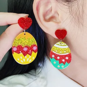 Wholesale Easter Egg Floral Rabbit Acrylic Earrings