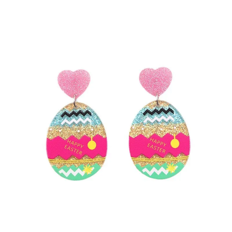 Wholesale Easter Egg Floral Rabbit Acrylic Earrings