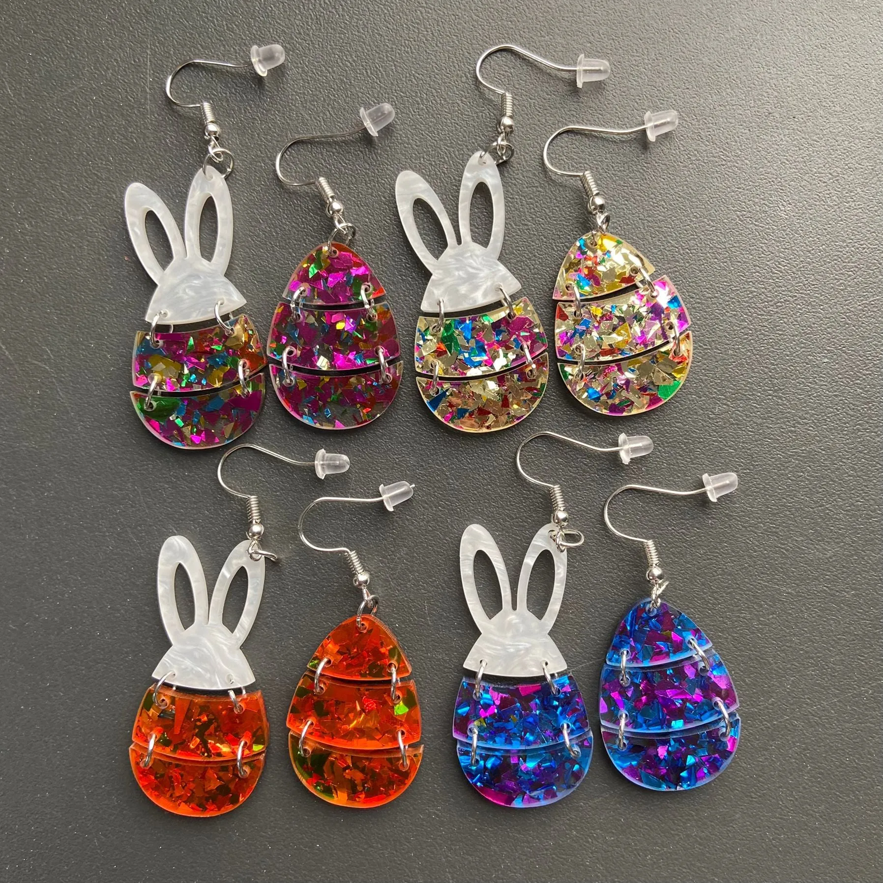 Wholesale Easter Egg Little White Rabbit Acrylic Earrings