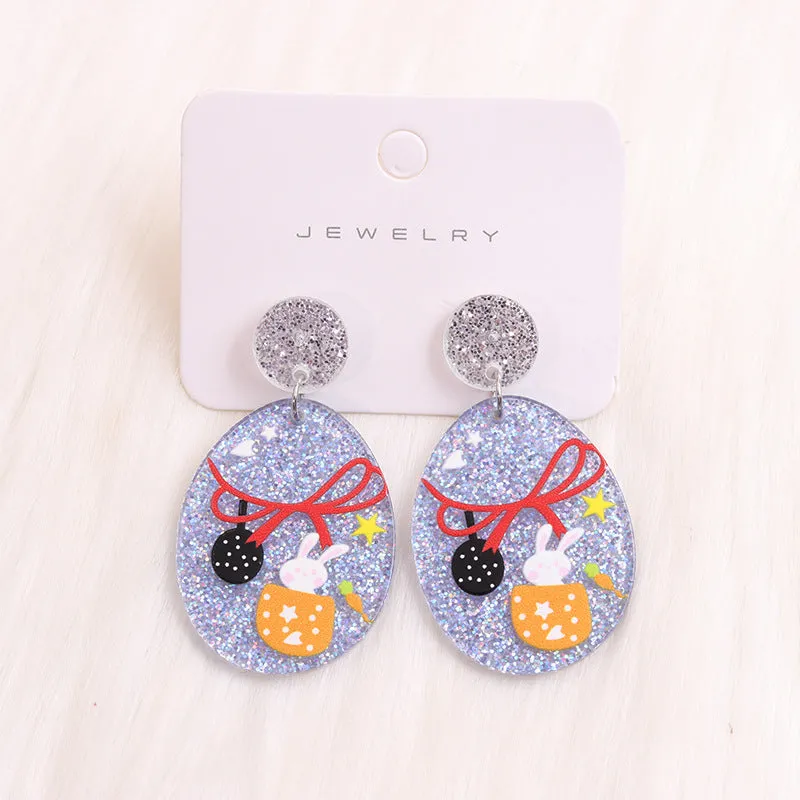 Wholesale Easter Egg Rabbit Acrylic Earrings