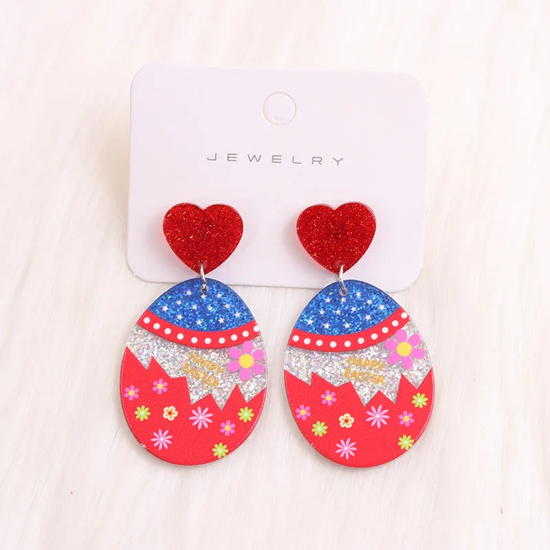 Wholesale Easter Egg Rabbit Acrylic Earrings