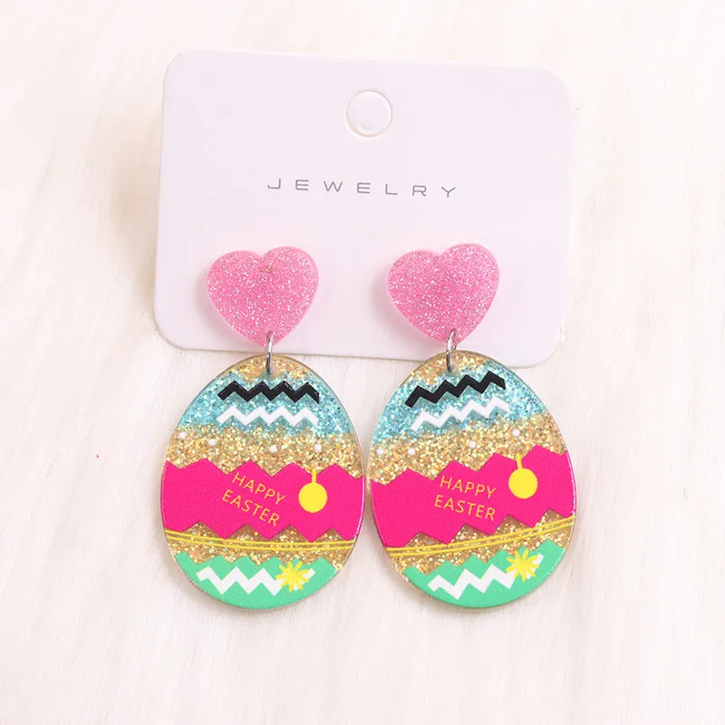 Wholesale Easter Egg Rabbit Acrylic Earrings