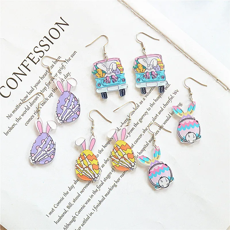 Wholesale Easter Gnome Egg Bunny Acrylic Printed Earrings