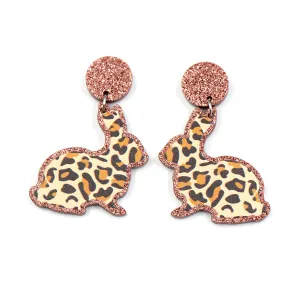 Wholesale Easter Leopard Print Rabbit Acrylic Earrings