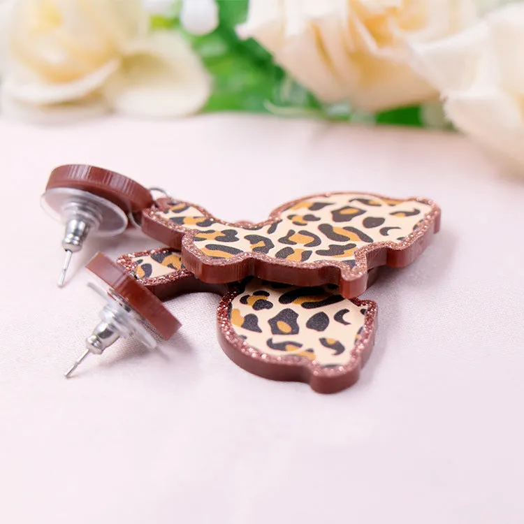 Wholesale Easter Leopard Print Rabbit Acrylic Earrings