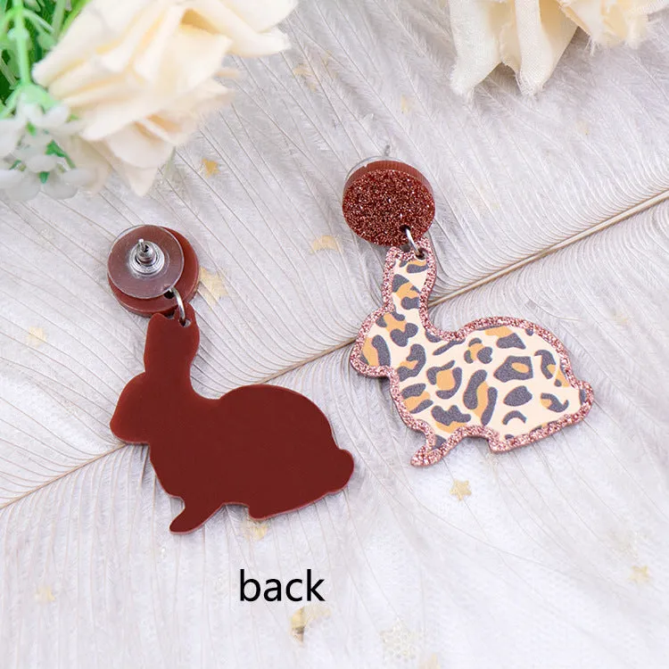 Wholesale Easter Leopard Print Rabbit Acrylic Earrings