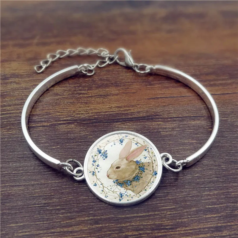 Wholesale Easter Rabbit Time Gem Alloy Bracelet