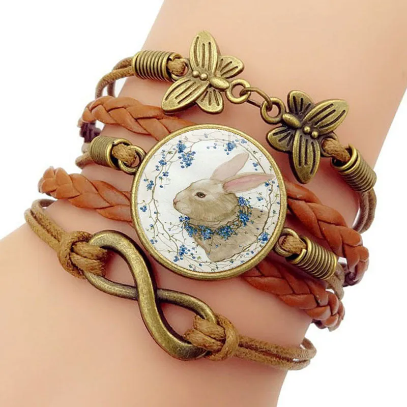 Wholesale Easter Rabbit Time Gemstone Butterfly 8-character Combination Alloy Bracelet