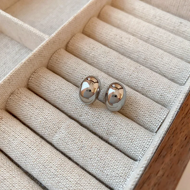 Wholesale Electroplated Bean Metal Earrings