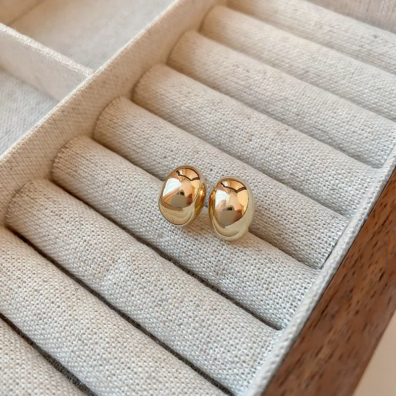 Wholesale Electroplated Bean Metal Earrings