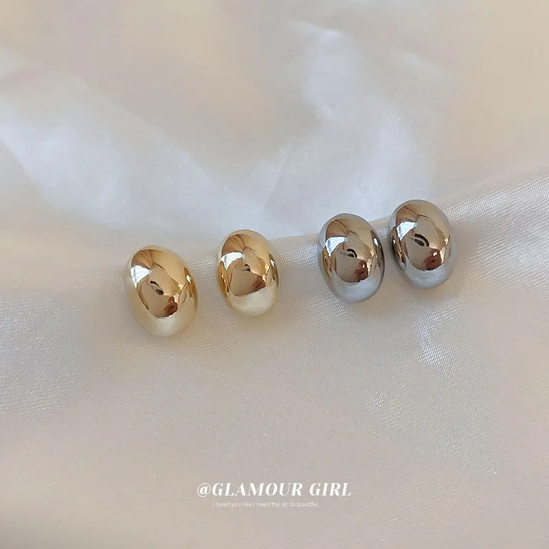 Wholesale Electroplated Bean Metal Earrings