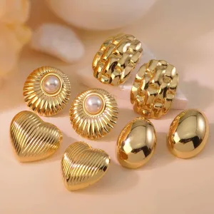 Wholesale Electroplated stainless steel heart thread polished plaid earrings