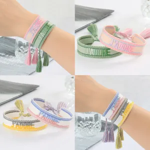 Wholesale Embroidered Letter Woven Ribbon Bracelet