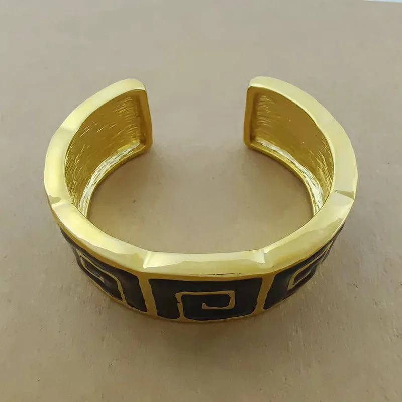Wholesale enamel color contrast bracelet French niche design retro simple gold ring
