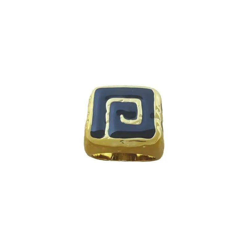 Wholesale enamel color contrast bracelet French niche design retro simple gold ring