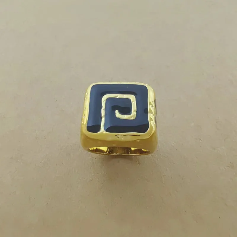 Wholesale enamel color contrast bracelet French niche design retro simple gold ring