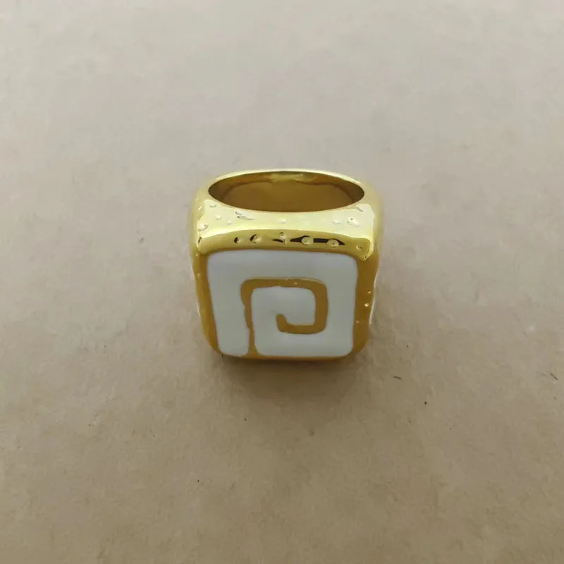 Wholesale enamel color contrast bracelet French niche design retro simple gold ring
