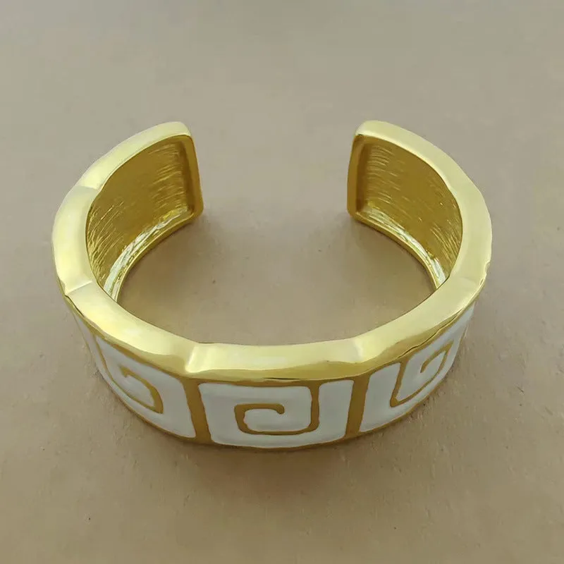 Wholesale enamel color contrast bracelet French niche design retro simple gold ring