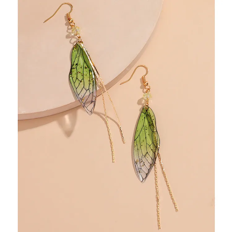 Wholesale Epoxy Butterfly Wings Gradient Color Earrings