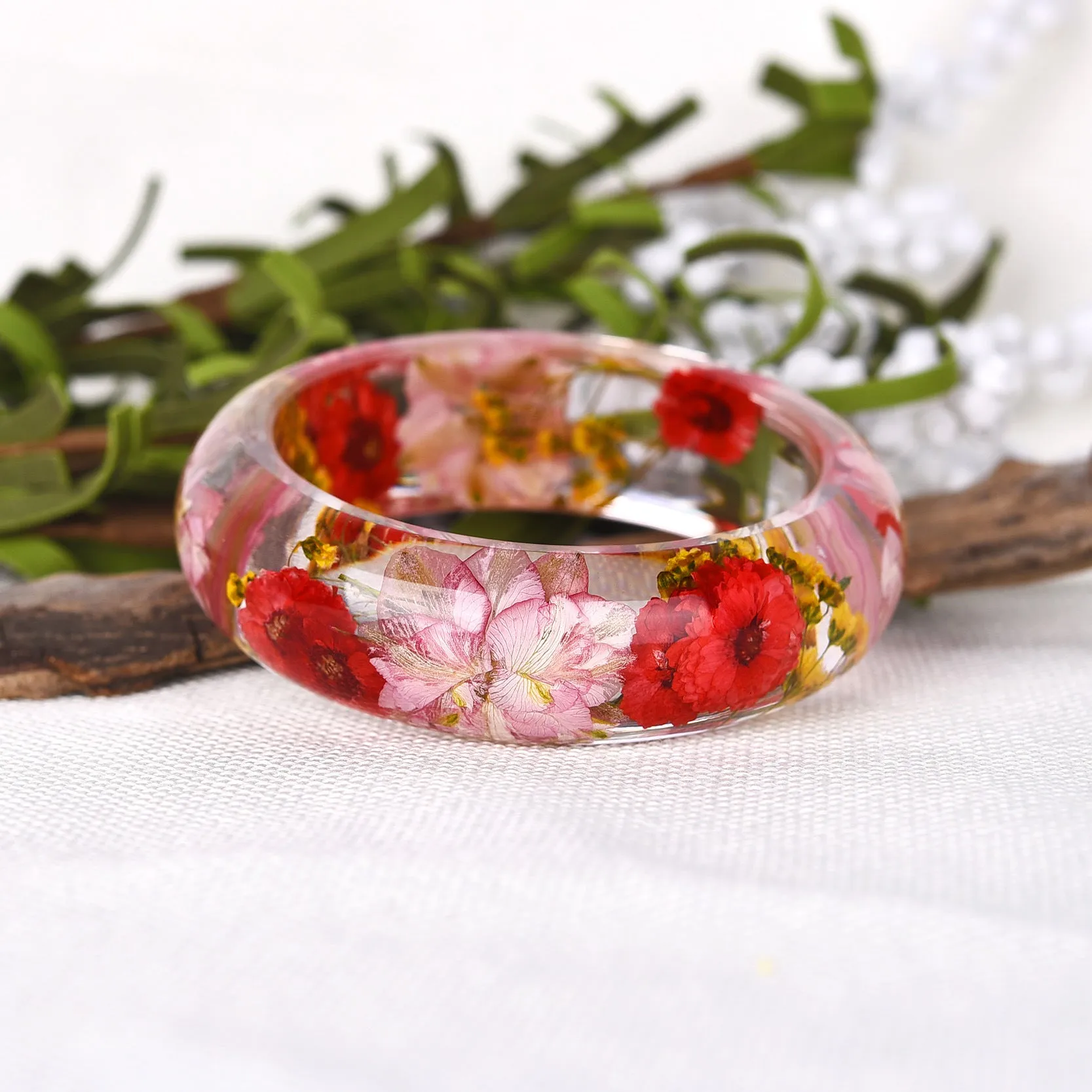 Wholesale epoxy resin Crystal AB glue dried flower bracelet