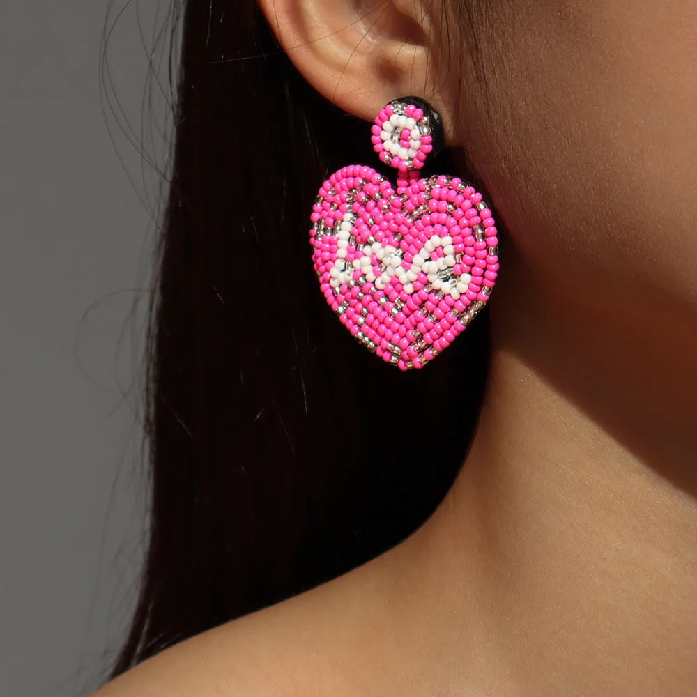 Wholesale Ethnic Bohemian Heart Letter Beaded Earrings