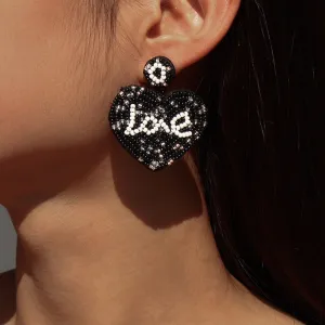 Wholesale Ethnic Bohemian Heart Letter Beaded Earrings