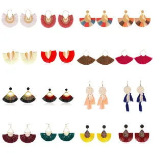 Wholesale Ethnic Retro Exaggerated Tassel Earrings