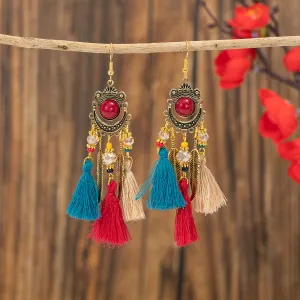 Wholesale Ethnic retro long tassel earrings