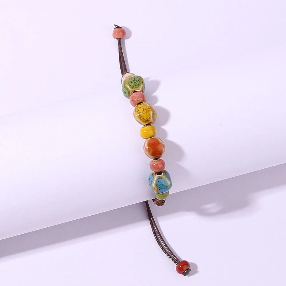 Wholesale Ethnic style colorful ceramic bead bracelet