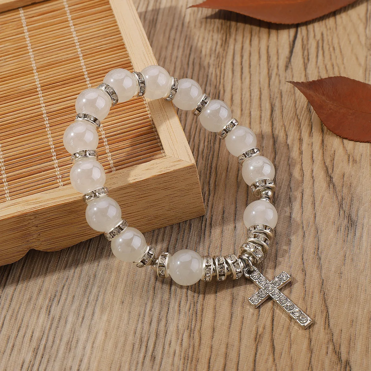 Wholesale Ethnic Style Cross Old Glass Beaded Bracelet