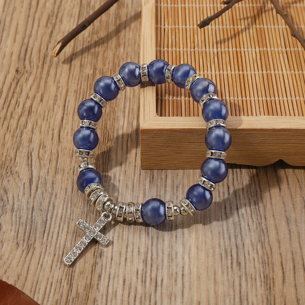 Wholesale Ethnic Style Cross Old Glass Beaded Bracelet