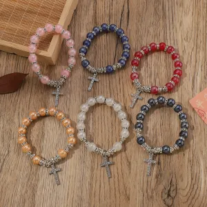 Wholesale Ethnic Style Cross Old Glass Beaded Bracelet