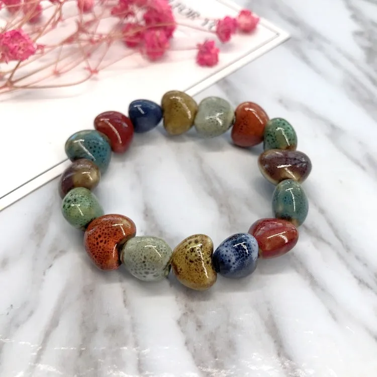 Wholesale Ethnic Style Flower Glaze Ceramic Retro Bracelet