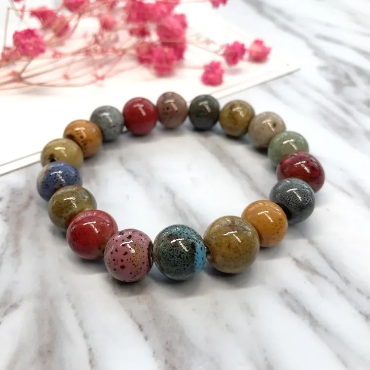 Wholesale Ethnic Style Flower Glaze Ceramic Retro Bracelet
