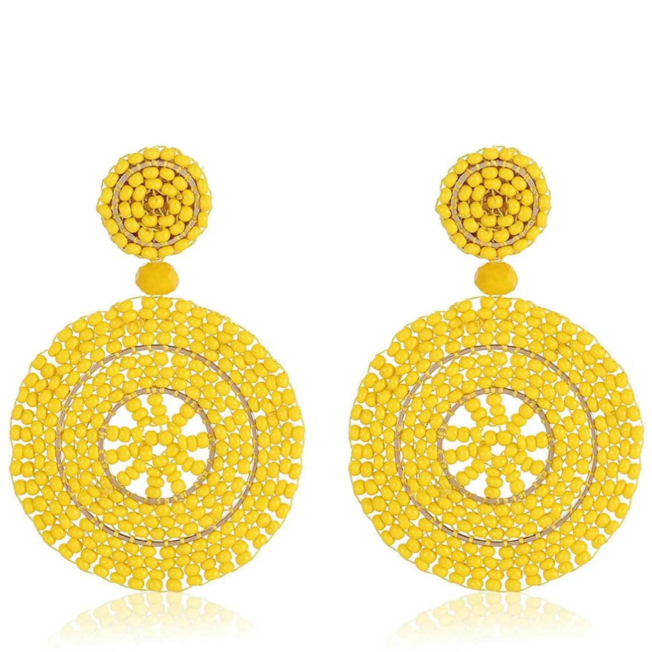 Wholesale Ethnic Style Rice Beads Personality Exaggerated Earrings