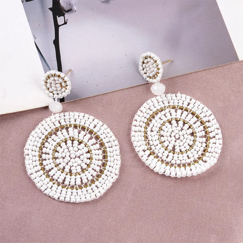 Wholesale Ethnic Style Rice Beads Personality Exaggerated Earrings